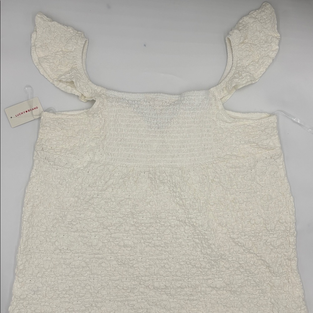 Lucky Brand Textured Babydoll Top in Bright White - Picture 4 of 7